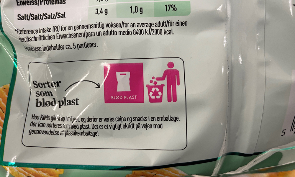 Piktogram til affaldssortering på chipspose